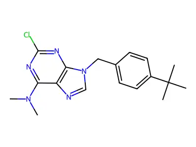 9H-Purin-6-amine, 2-chloro-9-((4-(1,1-dimethylethyl)phenyl)methyl)-N,N-dimethyl- structure