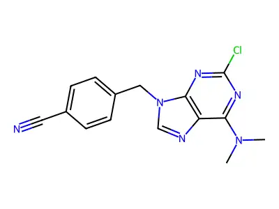 Benzonitrile, 4-((2-chloro-6-(dimethylamino)-9H-purin-9-yl)methyl)- structure