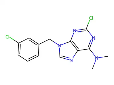 9H-Purin-6-amine, 2-chloro-9-((3-chlorophenyl)methyl)-N,N-dimethyl- structure