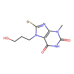 8-bromo-7-(3-hydroxypropyl)-3-methyl-1H-purine-2,6(3H,7H)-dione structure