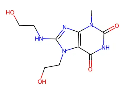 7-(2-Hydroxyethyl)-8-((2-HO-ethyl)amino)-3-ME-3,7-dihydro-1H-purine-2,6-dione structure