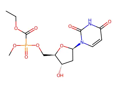 2'-deoxyuridine 5'-<(ethoxycarbonyl)-O-methyl>phosphonate structure