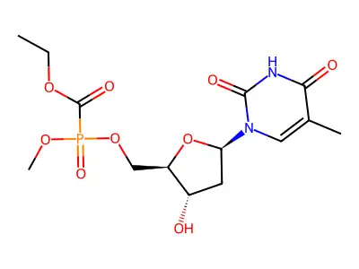 thymidine 5'-<(ethoxycarbonyl)-O-methyl>phosphonate structure