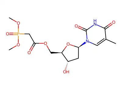 (Dimethoxyphosphinyl)acetic acid 1-(2,4-dioxo-5-methyl-1,2,3,4-tetrahydropyrimidin-1-yl)-2-Beta-D-erythro-pentofuranos-5-yl ester structure