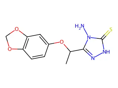 2,4-Dihydro-4-amino-5-(1-(1,3-benzodioxol-5-yloxy)ethyl)-3H-1,2,4-triazole-3-thione structure