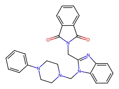1H-Isoindole-1,3(2H)-dione, 2-((1-((4-phenyl-1-piperazinyl)methyl)-1H-benzimidazol-2-yl)methyl)- structure