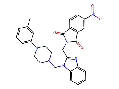 1H-Isoindole-1,3(2H)-dione, 2-((1-((4-(3-methylphenyl)-1-piperazinyl)methyl)-1H-benzimidazol-2-yl)methyl)-5-nitro- structure