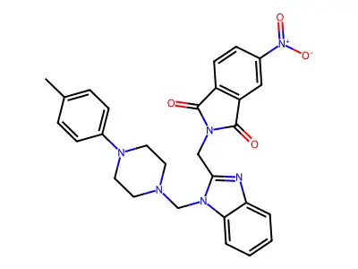 1H-Isoindole-1,3(2H)-dione, 2-((1-((4-(4-methylphenyl)-1-piperazinyl)methyl)-1H-benzimidazol-2-yl)methyl)-5-nitro- structure
