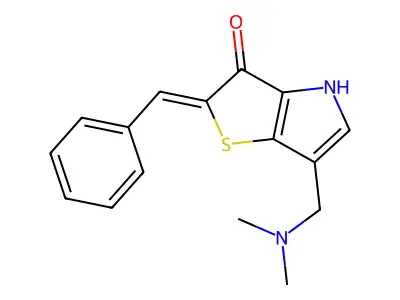 2-benzylidene-6-[(dimethylamino)methyl]-4H-thieno[3,2-b]pyrrol-3-one structure