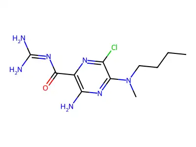 3-Amino-N-(aminoiminomethyl)-5-(butylmethylamino)-6-chloro-2-pyrazinecarboxamide structure