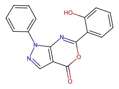 Pyrazolo(3,4-d)(1,3)oxazin-4(1H)-one, 6-(2-hydroxyphenyl)-1-phenyl- structure