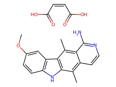 but-2-enedioic acid;9-methoxy-5,11-dimethyl-6H-pyrido[4,3-b]carbazol-1-amine structure