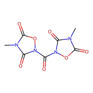 2,2'-Carbonylbis(4-methyl-1,2,4-oxadiazolidine-3,5-dione) structure