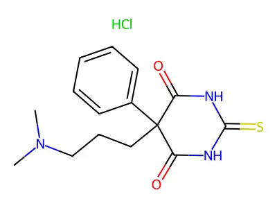 4,6(1H,5H)-Pyrimidinedione, 5-(3-(dimethylamino)propyl)dihydro-5-phenyl-2-thioxo-, monohydrochloride structure
