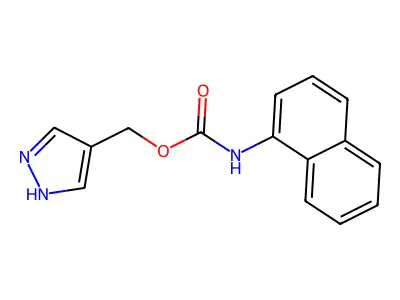 Carbamic acid, 1-naphthalenyl-, 1H-pyrazol-4-ylmethyl ester structure