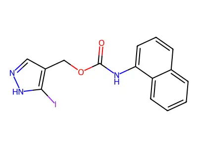 Carbamic acid, 1-naphthalenyl-, (3-iodo-1H-pyrazol-4-yl) methyl ester structure