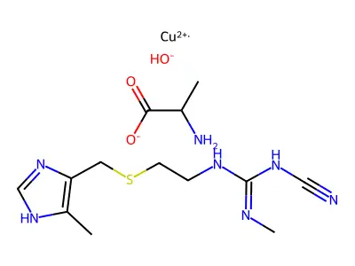 Copper(II)-cimetidine-alanine complex structure