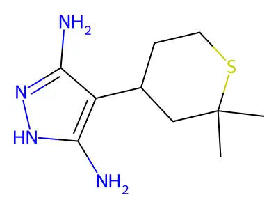 4-(Tetrahydro-2,2-dimethyl-2H-thiopyran-4-yl)-1H-pyrazole-3,5-diamine structure