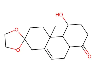 5'-Hydroxy-4a'-methyl-4',4a',4b',5',6',7',8a',9'-octahydro-1'H-spiro[[1,3]dioxolane-2,2'-phenanthren]-8'(3'H)-one structure
