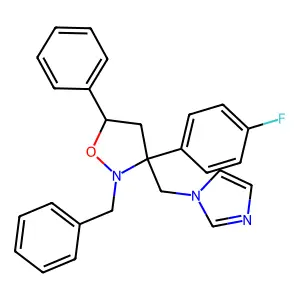 cis-3-(4-Fluorophenyl)-3-(1H-imidazol-1-ylmethyl)-5-phenyl-2-(phenylmethyl)isoxazoline structure