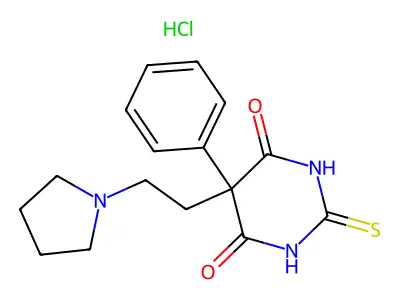 4,6(1H,5H)-Pyrimidinedione, dihydro-5-phenyl-5-(2-(1-pyrrolidinyl)ethyl)-2-thioxo-, monohydrochloride structure
