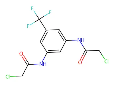 2-chloro-N-[3-[(2-chloroacetyl)amino]-5-(trifluoromethyl)phenyl]acetamide structure