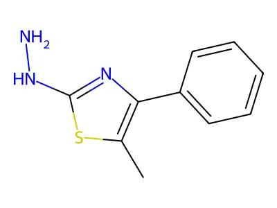 2-Hydrazinyl-5-methyl-4-phenyl-1,3-thiazole hydrochloride structure