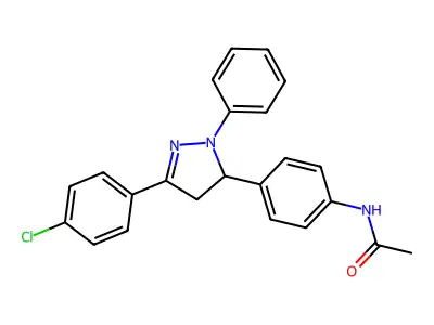 N-{4-[3-(4-chlorophenyl)-1-phenyl-4,5-dihydro-1H-pyrazol-5-yl]phenyl}acetamide structure