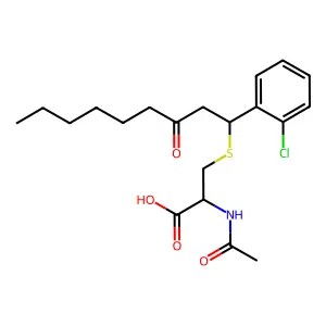 2-(N-Acetylamino)-3-(1-(2-chlorophenyl)-3-oxononylthio)propionate structure