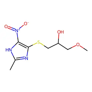 1-Methoxy-3-((2-methyl-4-nitro-1H-imidazol-5-yl)thio)-2-propanol structure
