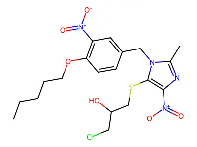 2-Propanol, 1-chloro-3-((2-methyl-4-nitro-1-((3-nitro-4-(pentyloxy)phenyl)methyl)-1H-imidazol-5-yl)thio)- structure