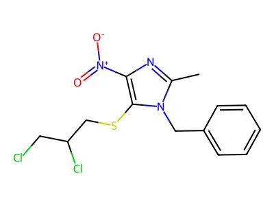 1H-Imidazole, 5-((2,3-dichloropropyl)thio)-2-methyl-4-nitro-1-(phenylmethyl)- structure