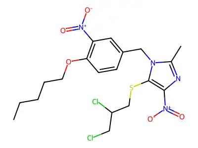 1H-Imidazole, 5-((2,3-dichloropropyl)thio)-2-methyl-4-nitro-1-((3-nitro-4- (pentyloxy)phenyl)methyl)- structure