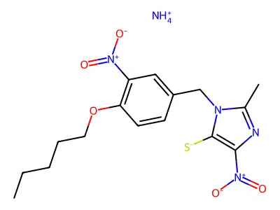 1H-Imidazole-5-thiol, 2-methyl-4-nitro-1-((3-nitro-4-(pentyloxy)phenyl)methyl)-, ammonium salt structure