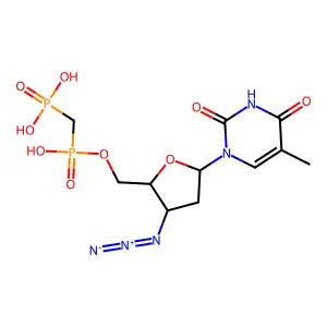 Thymidine, 3'-azido-3'-deoxy-, 5'-(hydrogen (phosphonomethyl)phosphonate) structure