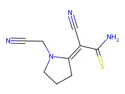 Ethanethioamide, 2-cyano-2-(1-(cyanomethyl)-2-pyrrolidinylidene)- structure