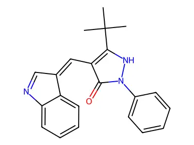 5-tert-butyl-4-(indol-3-ylidenemethyl)-2-phenyl-1H-pyrazol-3-one structure