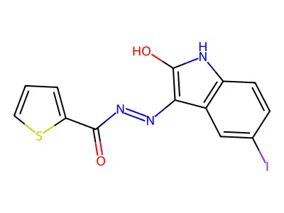 5-Iodo-3-(thiophene-2-carboxylhydrazidyl)-2-oxoindoline structure