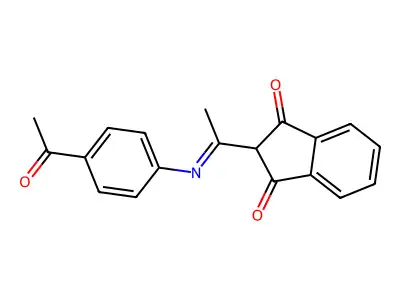 2-[N-(4-acetylphenyl)-C-methylcarbonimidoyl]indene-1,3-dione structure