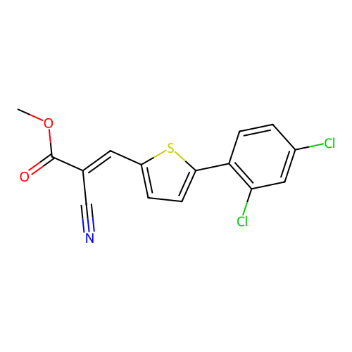 methyl (2E)-2-cyano-3-[5-(2,4-dichlorophenyl)thiophen-2-yl]prop-2-enoate structure