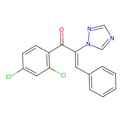 (Z)-1-(2,4-dichlorophenyl)-3-phenyl-2-(1,2,4-triazol-1-yl)prop-2-en-1-one structure