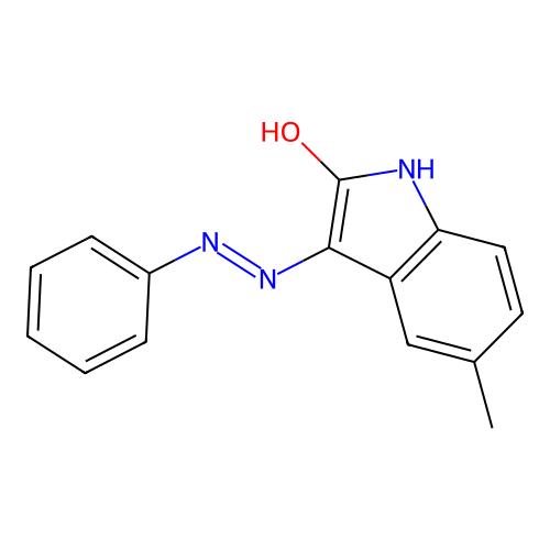 5-methyl-3-phenyldiazenyl-1H-indol-2-ol structure