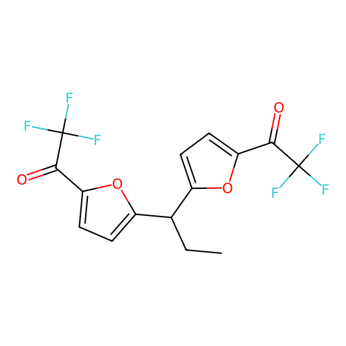1,1'-(5,5'-(Propane-1,1-diyl)bis(furan-5,2-diyl))bis(2,2,2-trifluoroethanone) structure
