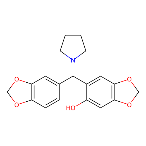 6-[1,3-Benzodioxol-5-yl(pyrrolidin-1-yl)methyl]-1,3-benzodioxol-5-ol structure