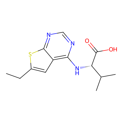 N-(6-ethylthieno[2,3-d]pyrimidin-4-yl)-L-valine structure
