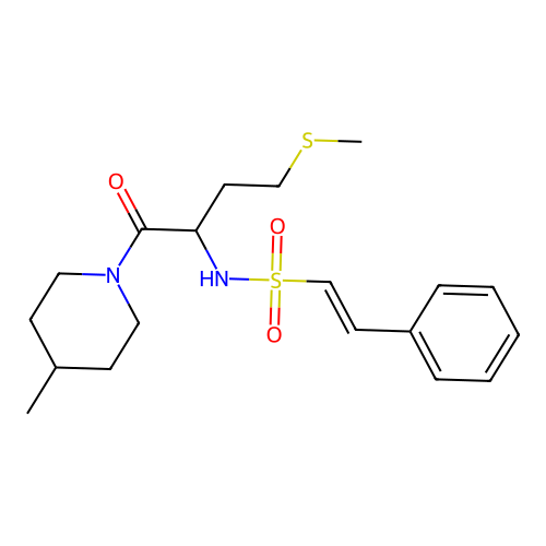 (E)-N-[1-(4-methylpiperidin-1-yl)-4-methylsulfanyl-1-oxobutan-2-yl]-2-phenylethenesulfonamide structure