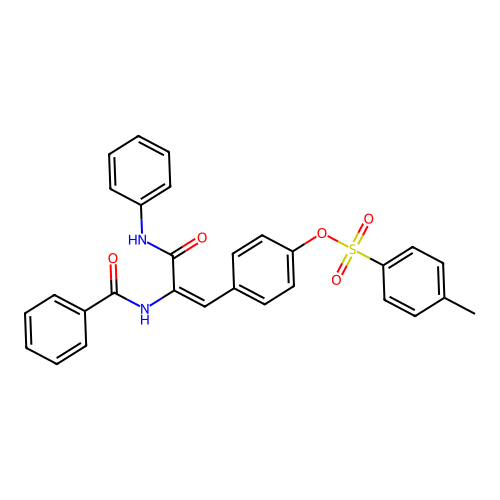 (E)-4-(2-benzamido-3-oxo-3-(phenylamino)prop-1-en-1-yl)phenyl 4-methylbenzenesulfonate structure