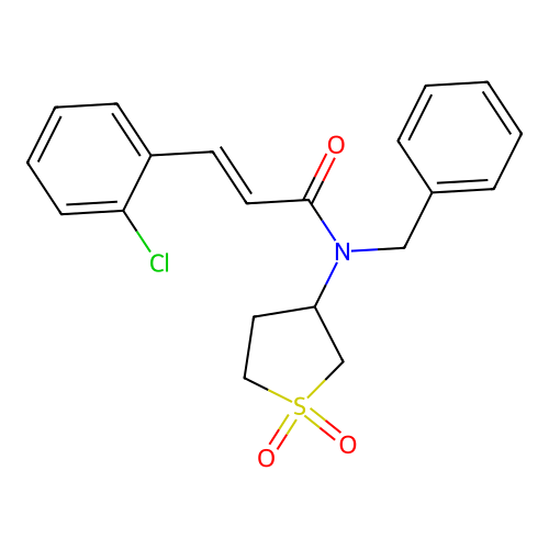 (2E)-N-benzyl-3-(2-chlorophenyl)-N-(1,1-dioxidotetrahydrothiophen-3-yl)prop-2-enamide structure