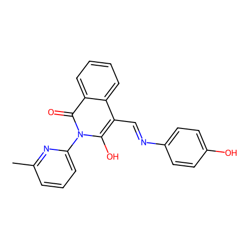 (4E)-4-[(4-hydroxyanilino)methylidene]-2-(6-methylpyridin-2-yl)isoquinoline-1,3-dione structure