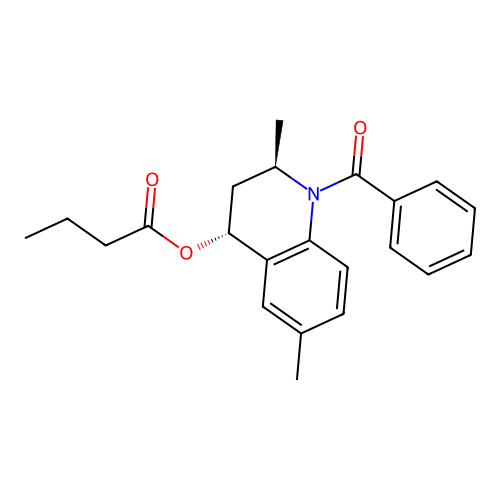 (2R,4R)-1-benzoyl-2,6-dimethyl-1,2,3,4-tetrahydroquinolin-4-yl butyrate structure
